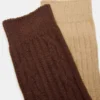 2 Pack Cable Texture Boot Socks Brown 2 Pack Cable Texture Boot Socks Brown