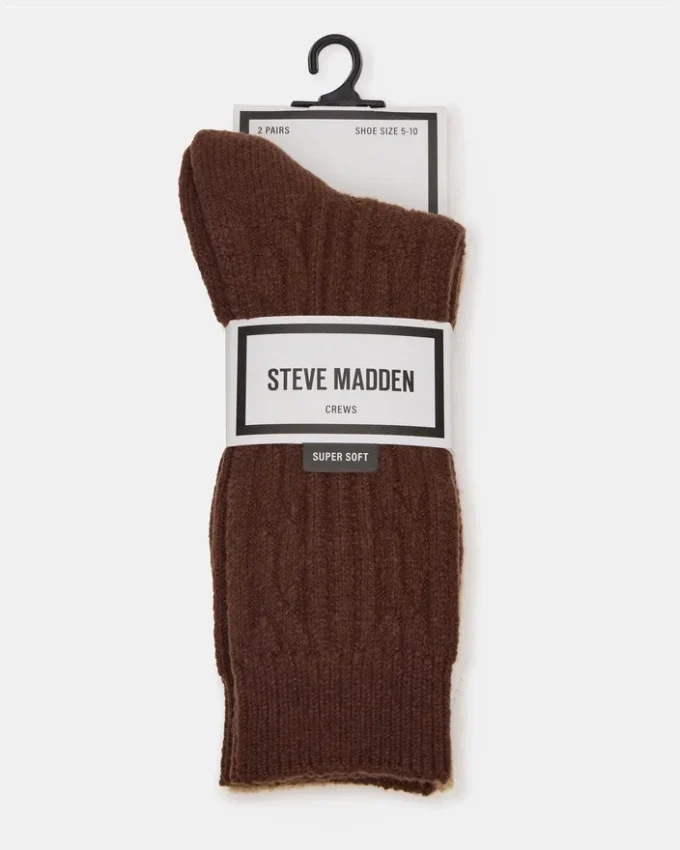 2 Pack Cable Texture Boot Socks Brown 2 Pack Cable Texture Boot Socks Brown