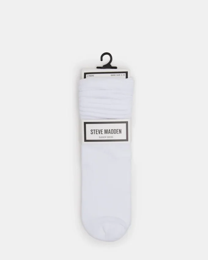 2 Pack Rib Slouch Socks White 2 Pack Rib Slouch Socks White