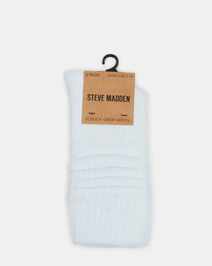 2 Pack Slouchy Crew Socks White 2 Pack Slouchy Crew Socks White