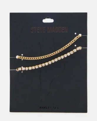 2-Piece Rhinestone Chain Anklet Set