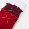 3 Pack Melody Lettuce Edge Bow Socks Red Multi 3 Pack Melody Lettuce Edge Bow Socks Red Multi