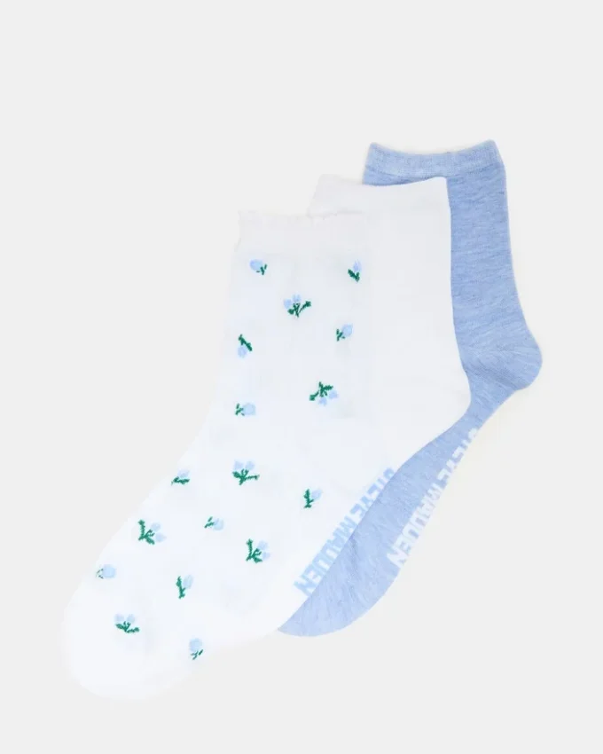 3 Spring Pack Flower Socks White Multi 3 Spring Pack Flower Socks White Multi