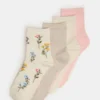 4 Bloom Pack Flower Socks Ivory Multi 4 Bloom Pack Flower Socks Ivory Multi
