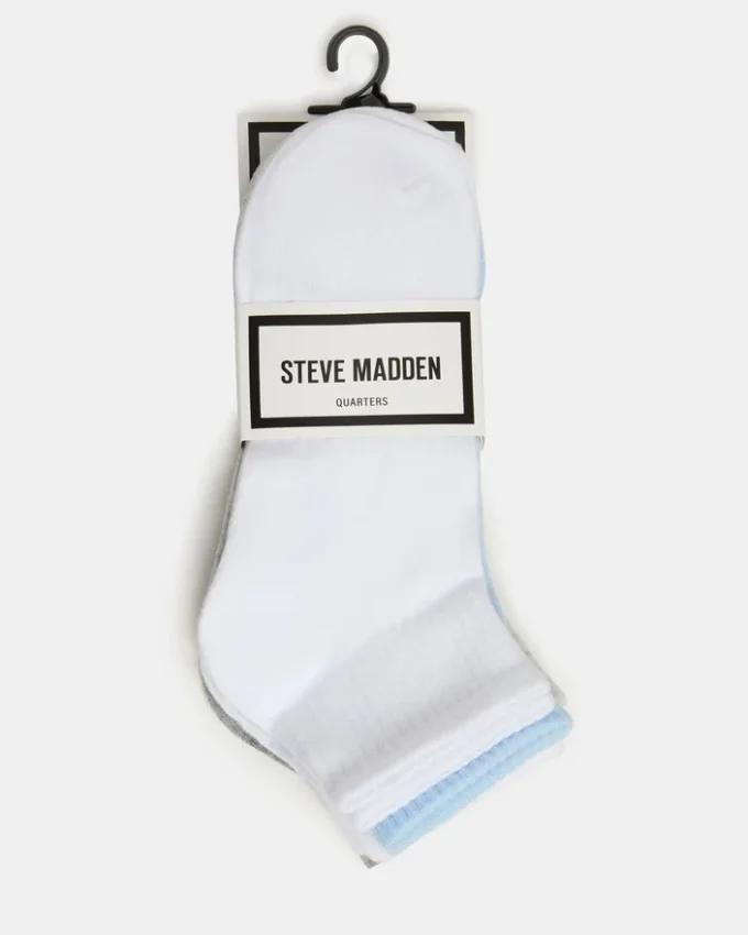 6 Pack Peyton Ribbed Quarter Socks White Multi 6 Pack Peyton Ribbed Quarter Socks White Multi