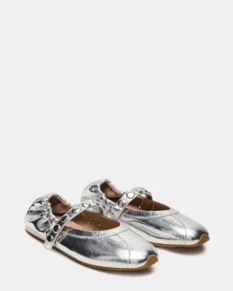 Anaya Silver Leather Studs