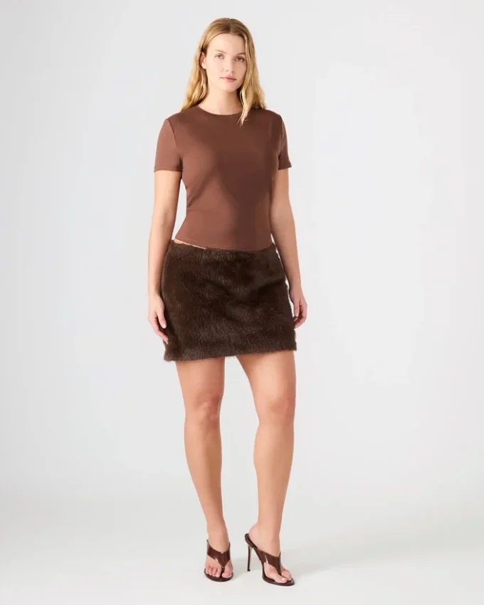 Aviva Faux Fur Skirt Dark Espresso Aviva Faux Fur Skirt Dark Espresso