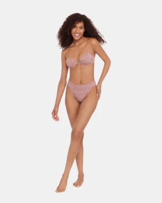 Chevron Shine Bikini Bottom Purple