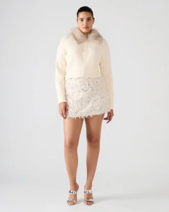 Cindi Feather Skirt Ivory