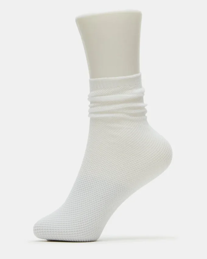 Fishnet Slouchy Crew Socks White Fishnet Slouchy Crew Socks White