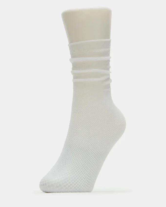 Fishnet Slouchy Crew Socks White Fishnet Slouchy Crew Socks White