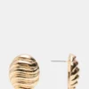 Grooved Circular Stud Earrings Gold