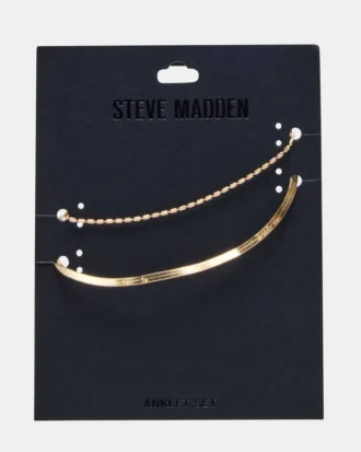 Herringbone Chain Anklet Set Gold
