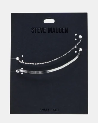 Herringbone Chain Anklet Set Silver