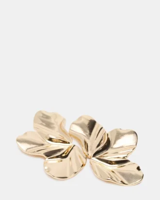 Large Flower Post Earrings Gold