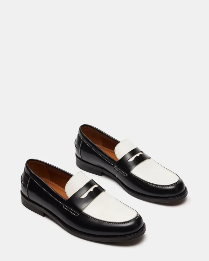 Natan Black/White Leather