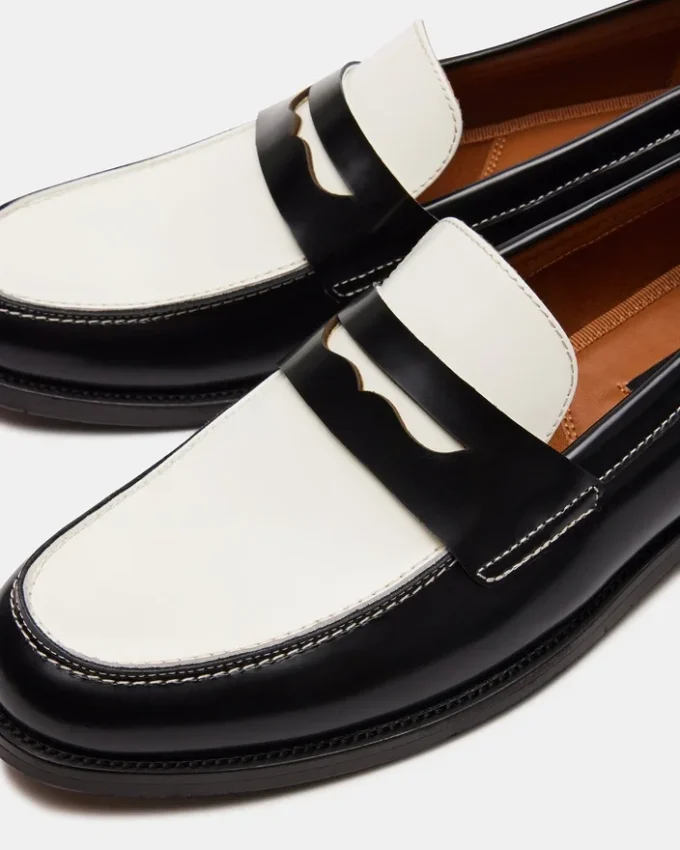 Natan Black/White Leather
