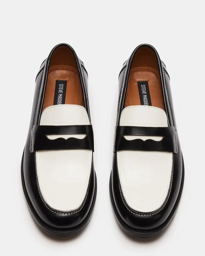 Natan Black/White Leather
