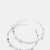 Pearl Hoop Earrings Silver Pearl Hoop Earrings Silver