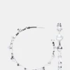 Pearl Hoop Earrings Silver Pearl Hoop Earrings Silver