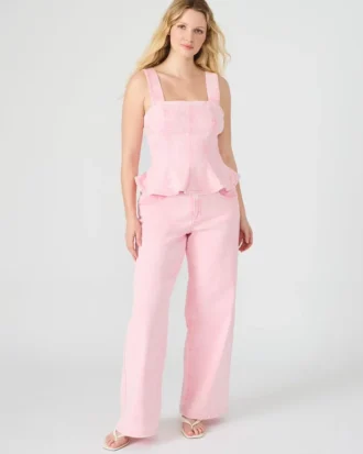 penelopi denim top pink 4 330x413 - Roz Jean Pink