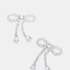 Rhinestone Bow Earrings Silver Rhinestone Bow Earrings Silver