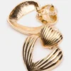 Ribbed Double Heart Earrings Gold Ribbed Double Heart Earrings Gold