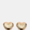 Ribbed Heart Earrings Gold Ribbed Heart Earrings Gold