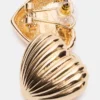 Ribbed Heart Earrings Gold Ribbed Heart Earrings Gold