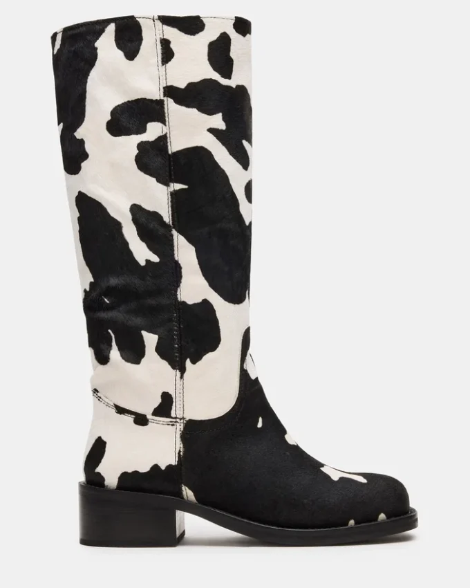 Riggs Black Cow Print Wide Calf Riggs Black Cow Print Wide Calf