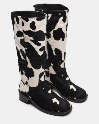 Riggs Black Cow Print Wide Calf Riggs Black Cow Print Wide Calf