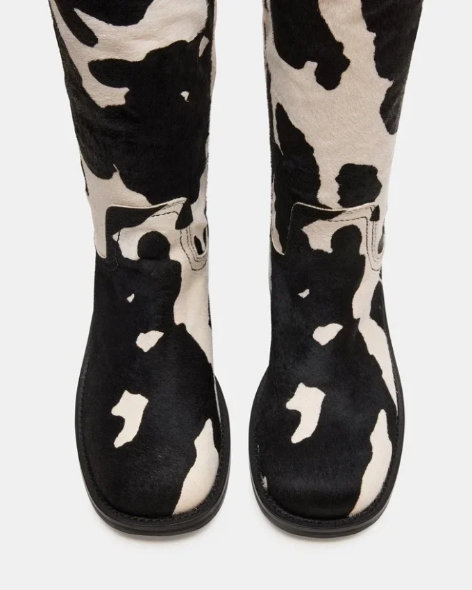 Riggs Black Cow Print Wide Calf Riggs Black Cow Print Wide Calf