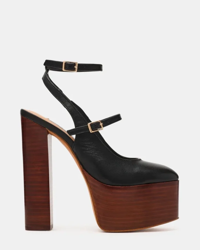 Scotlyn Stacked Black Leather Scotlyn Stacked Black Leather