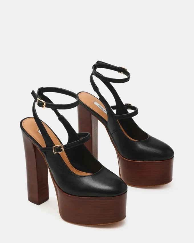 Scotlyn Stacked Black Leather Scotlyn Stacked Black Leather