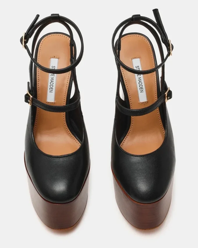 Scotlyn Stacked Black Leather Scotlyn Stacked Black Leather