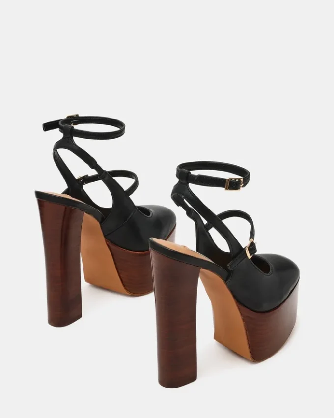 Scotlyn Stacked Black Leather Scotlyn Stacked Black Leather