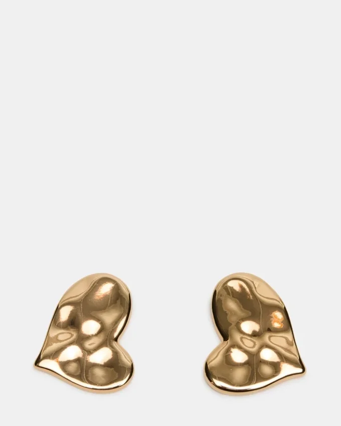Textured Heart Stud Earrings Gold Textured Heart Stud Earrings Gold