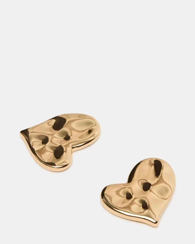 Textured Heart Stud Earrings Gold Textured Heart Stud Earrings Gold